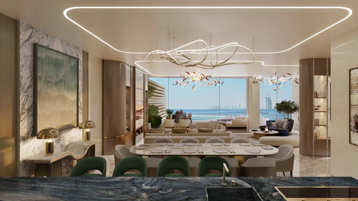One Crescent Palm — интерьер гостиной