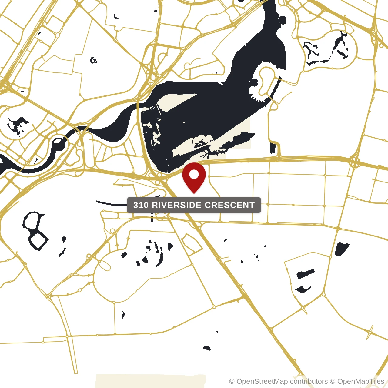 Расположение 310 Riverside Crescent на карте: Собха Хартланд 2, Dubai