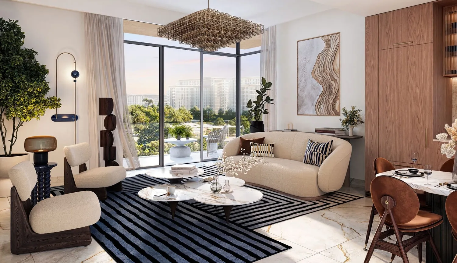 Address Residences Dubai Hills Estate — интерьер гостиной