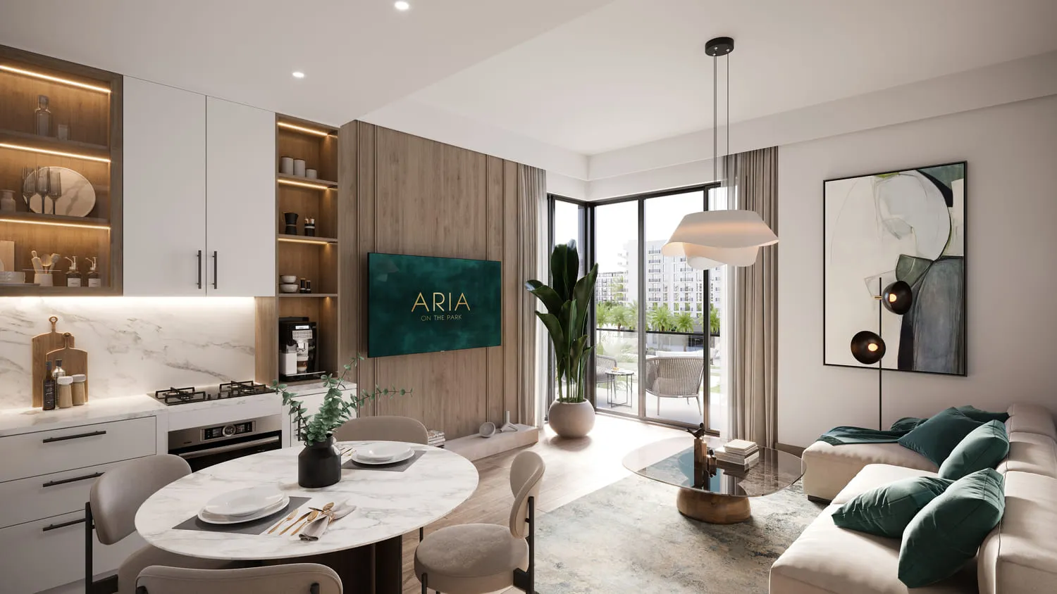 Aria on the Park — кухня-гостиная, фото 7