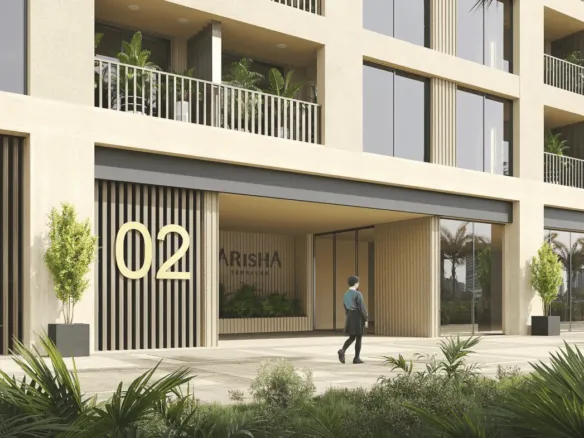 Arisha Terraces — вход в здание