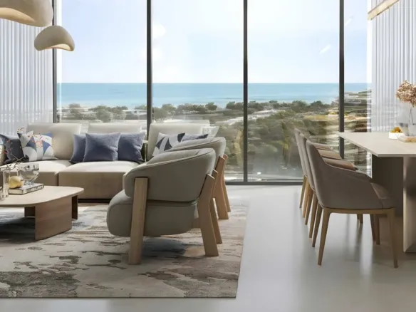 Beach Residences at Siniya Island — интерьер гостиной