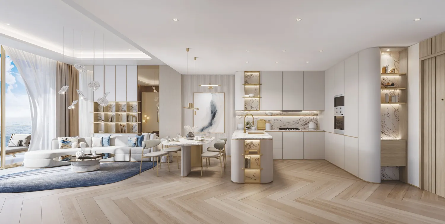 Beach Walk Residence II — кухня-гостиная
