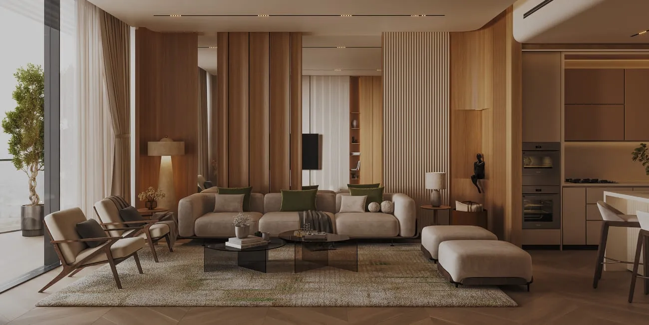 Binghatti Grove — интерьер гостиной