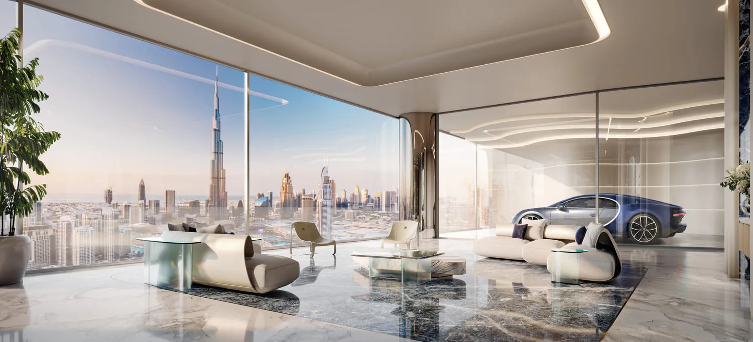 Bugatti Residences by Binghatti — интерьер гостиной