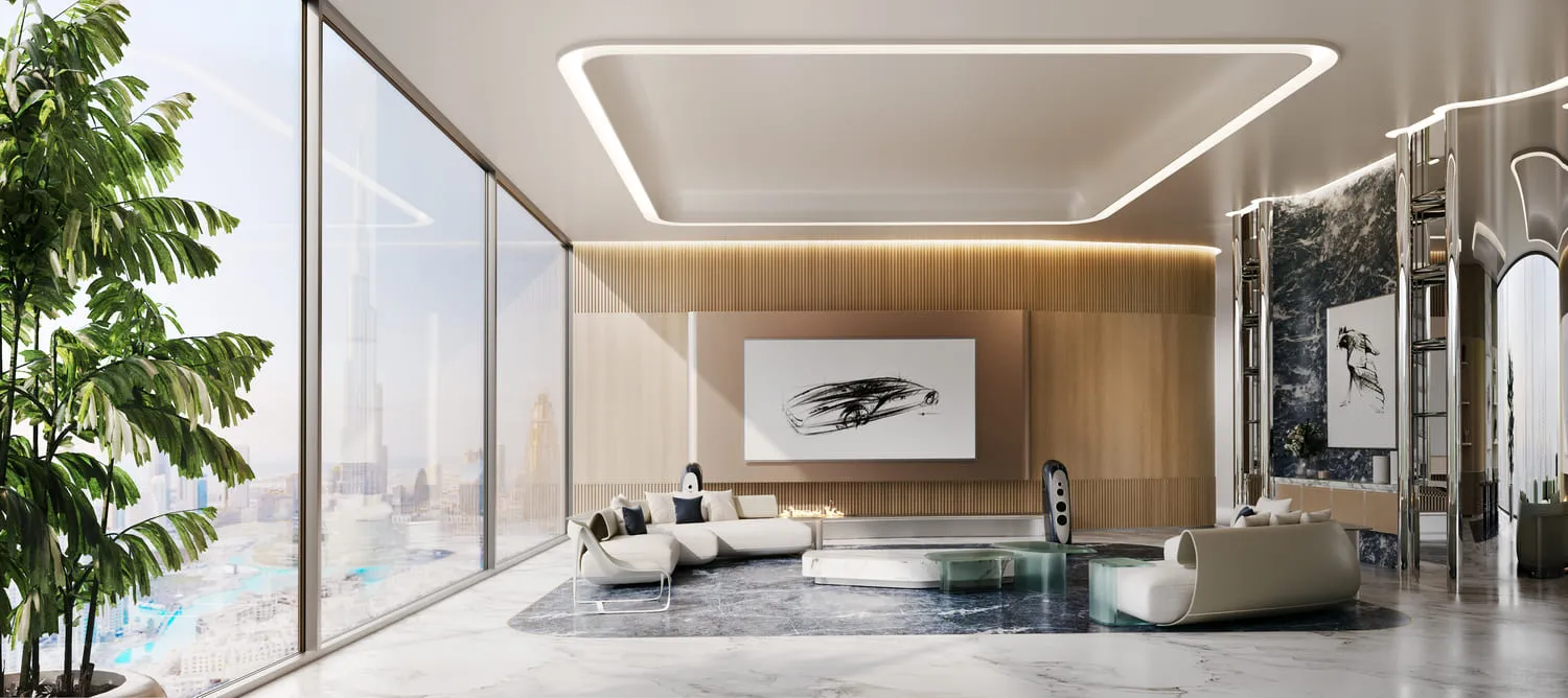 Bugatti Residences by Binghatti — интерьер гостиной, фото 17