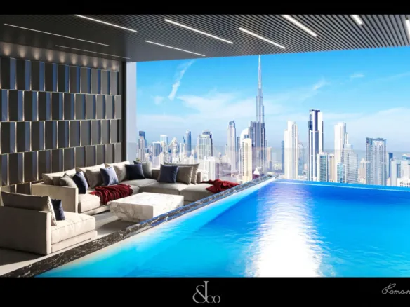 Burj Binghatti Jacob and Co Residences — терраса с бассейном