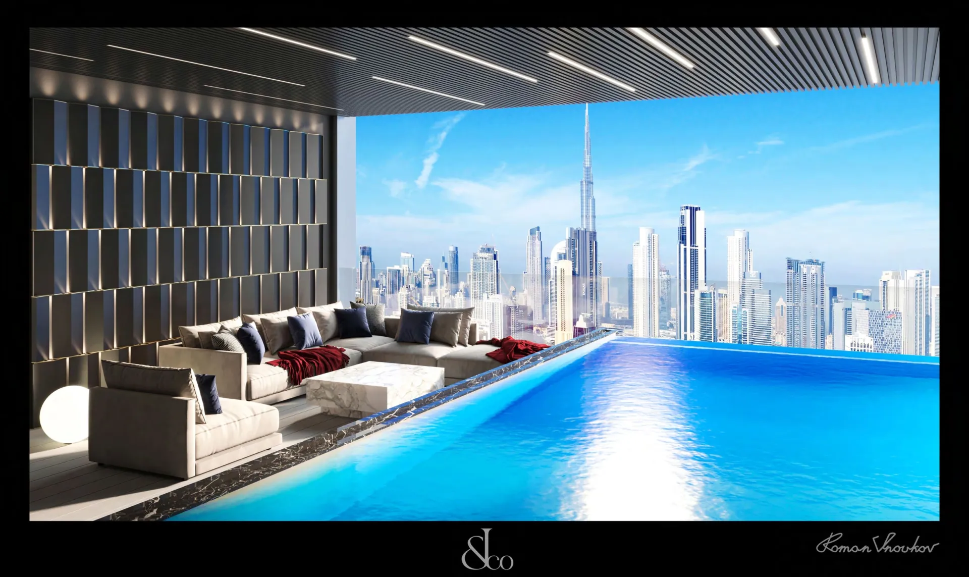 Burj Binghatti Jacob and Co Residences — терраса с бассейном
