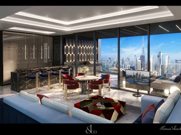 Burj Binghatti Jacob and Co Residences — интерьер гостиной