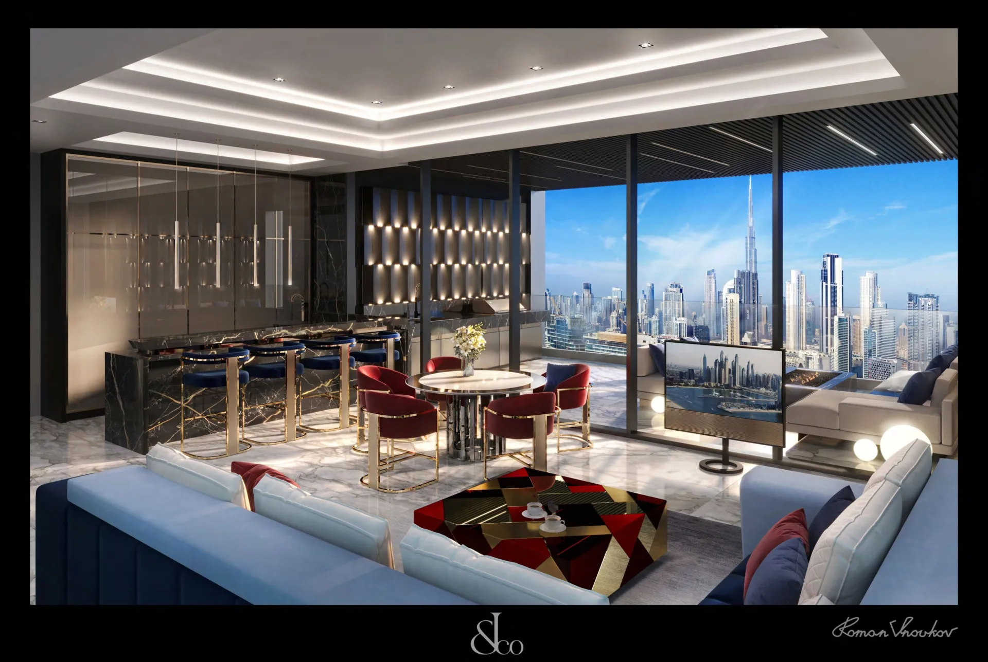 Burj Binghatti Jacob and Co Residences — интерьер гостиной