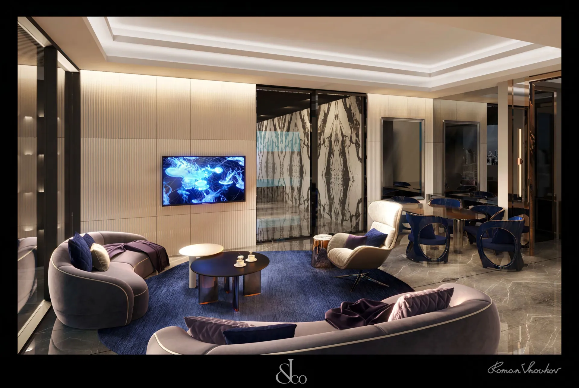 Burj Binghatti Jacob and Co Residences — интерьер гостиной, фото 16