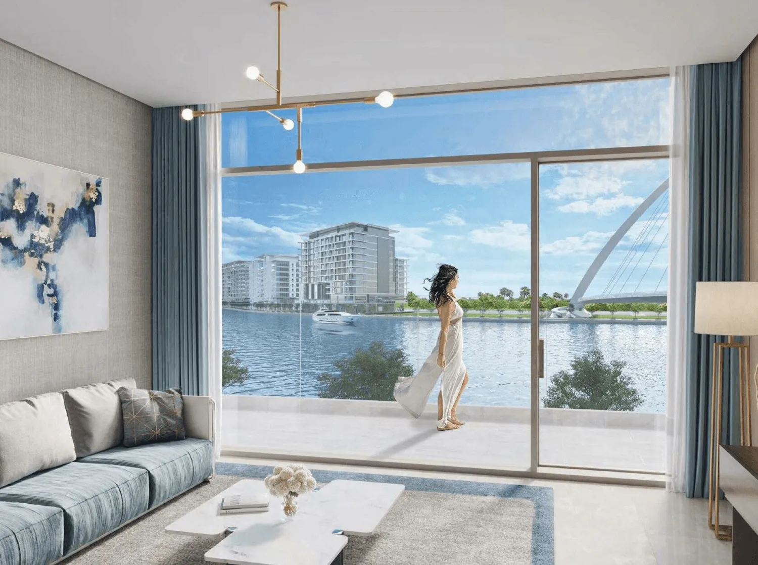 Canal Front Residences — интерьер гостиной