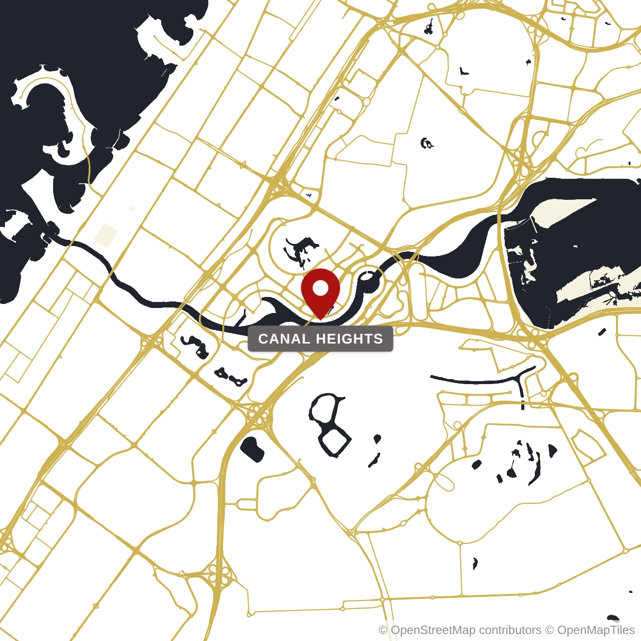 Расположение Canal Heights на карте: Бизнес Бей, Dubai