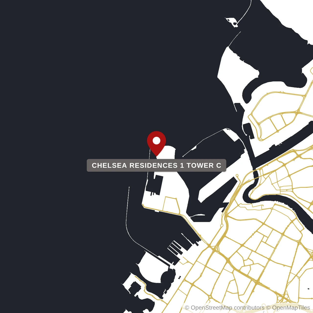 Расположение Chelsea Residences 1 Tower C на карте: Морской город, Dubai
