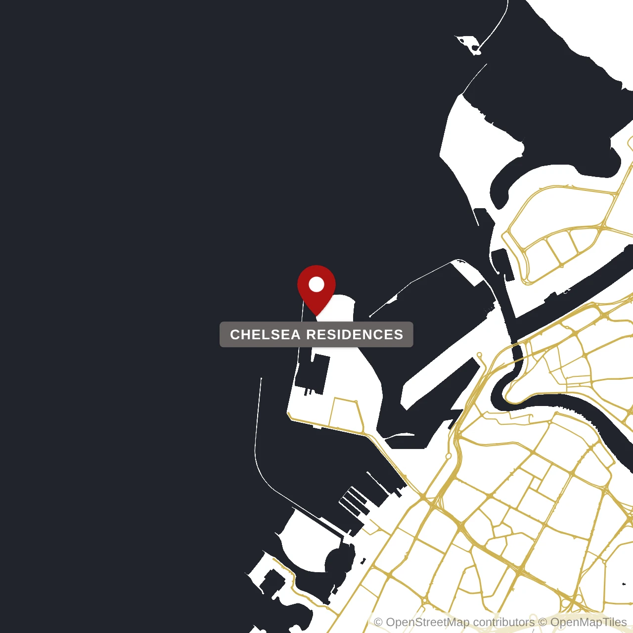 Расположение Chelsea Residences на карте: Морской город, Dubai