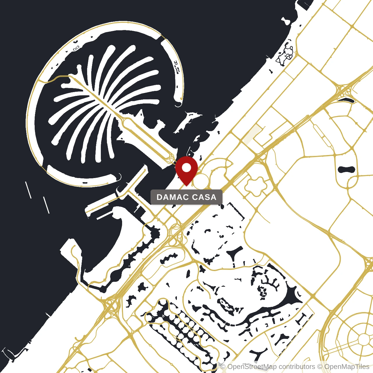 Расположение Damac Casa на карте: Дубай Медиа Сити, Dubai