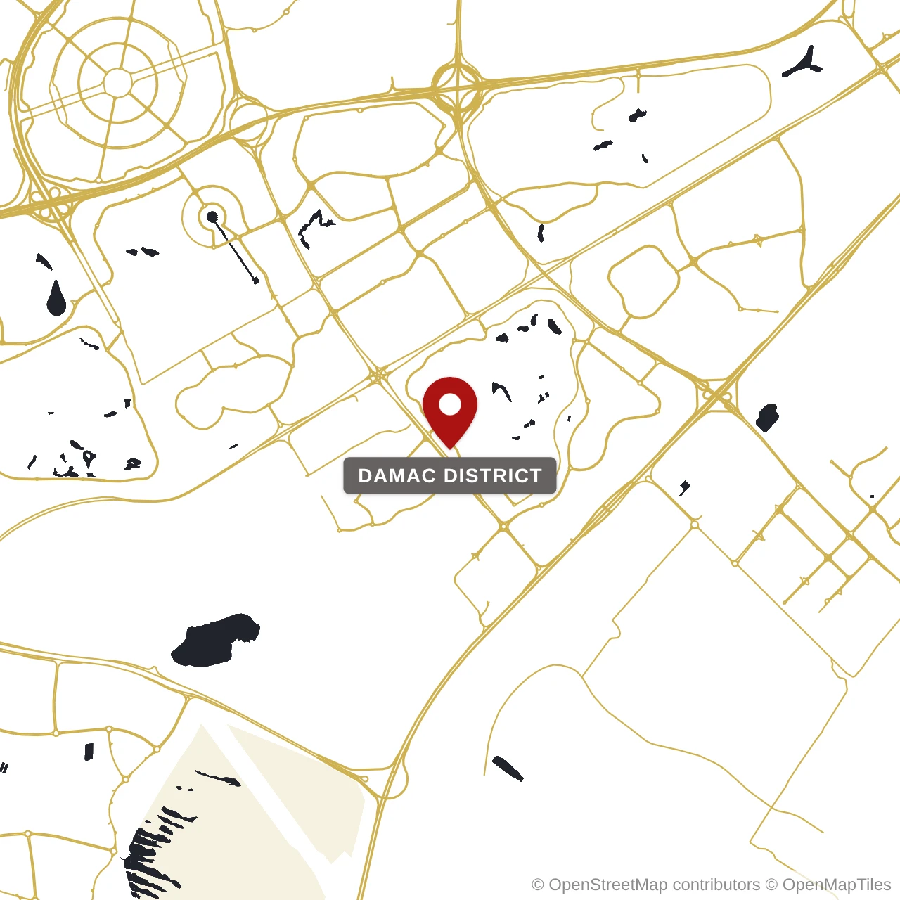 Расположение Damac District на карте: Дамак Хиллс, Dubai