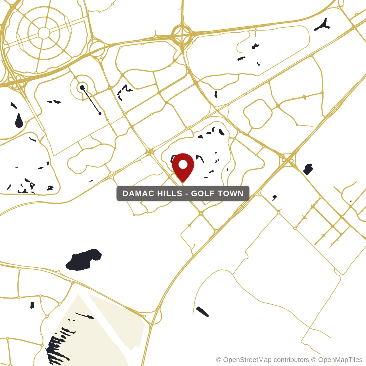 Расположение Damac Hills – Golf Town на карте: Дамак Хиллс, Dubai