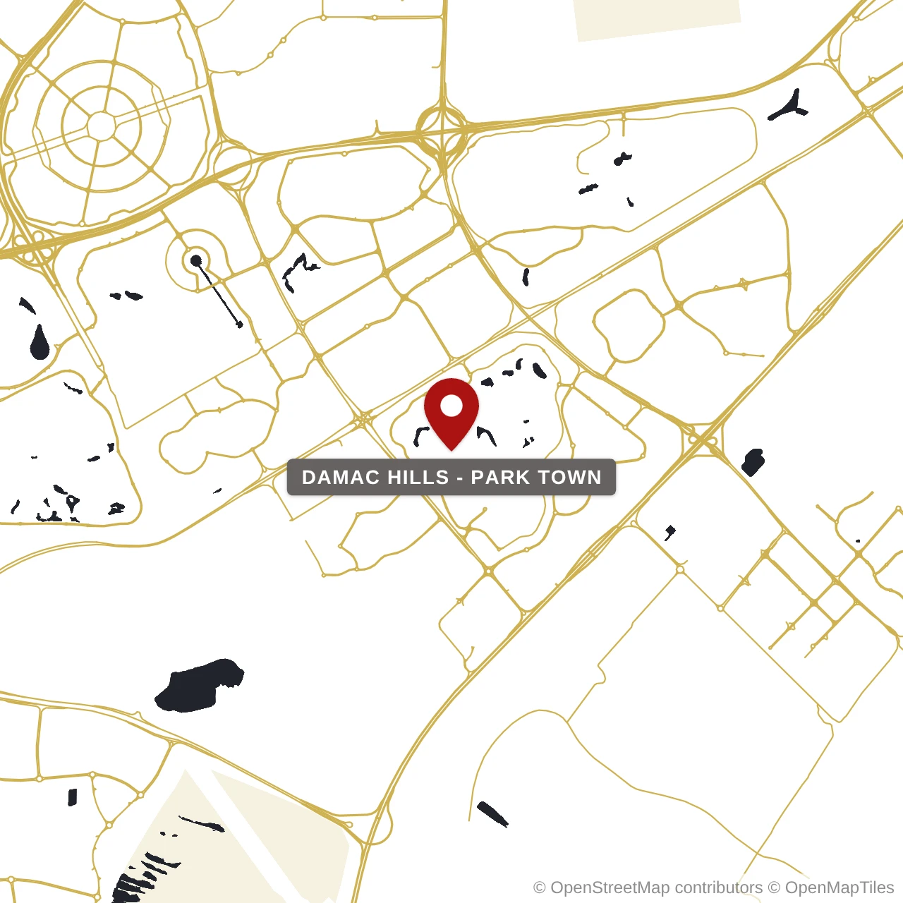 Расположение Damac Hills – Park Town на карте: Дамак Хиллс, Dubai