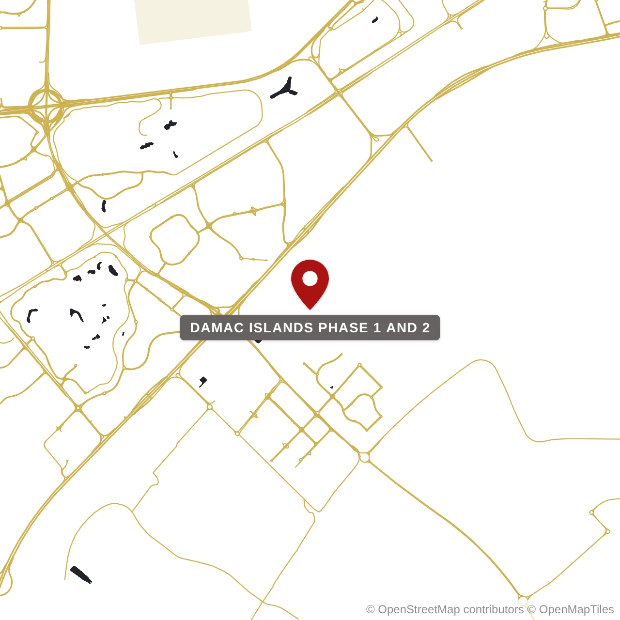 Расположение Damac Islands Phase 1 and 2 на карте: Дамак Сансити, Dubai