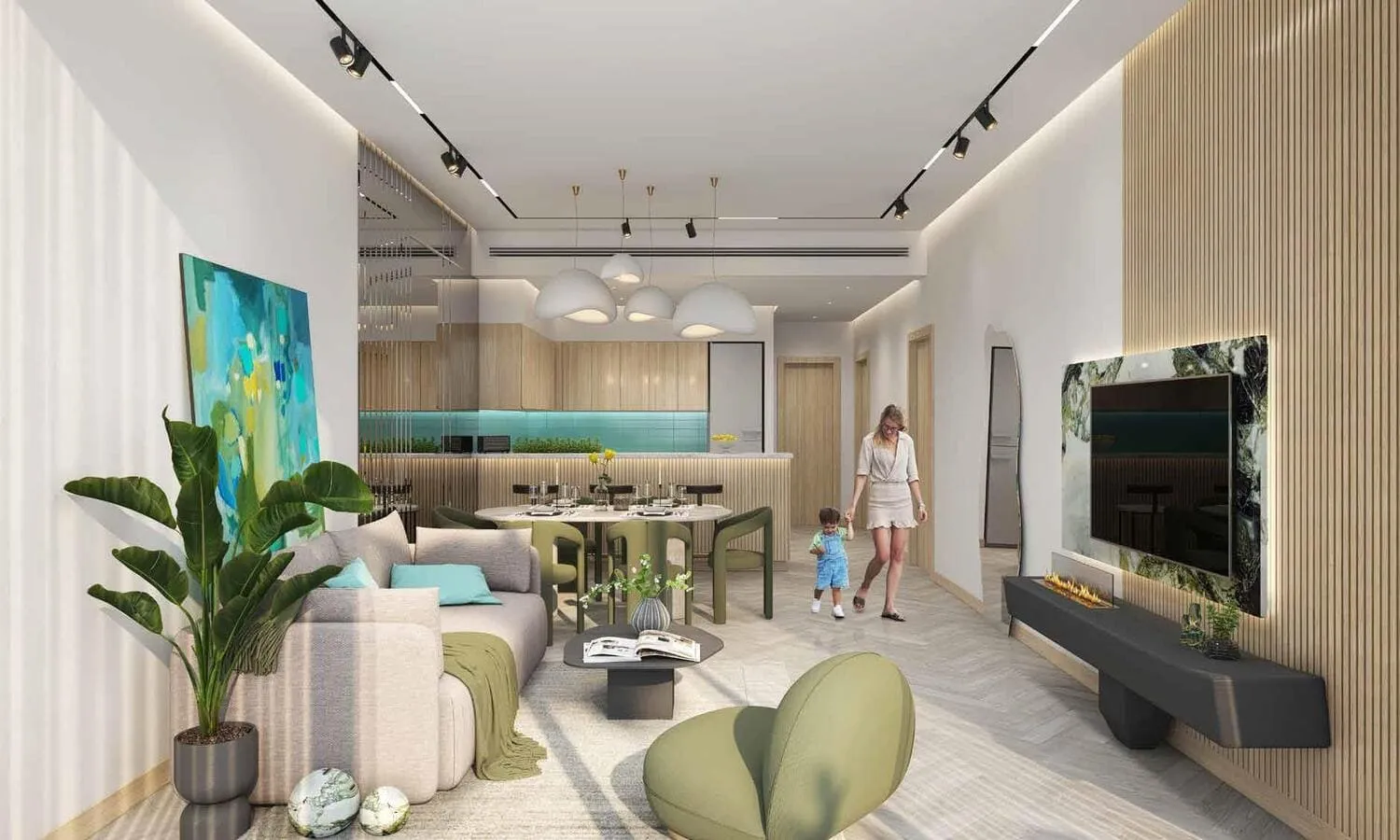 Damac Lagoons Views — интерьер гостиной