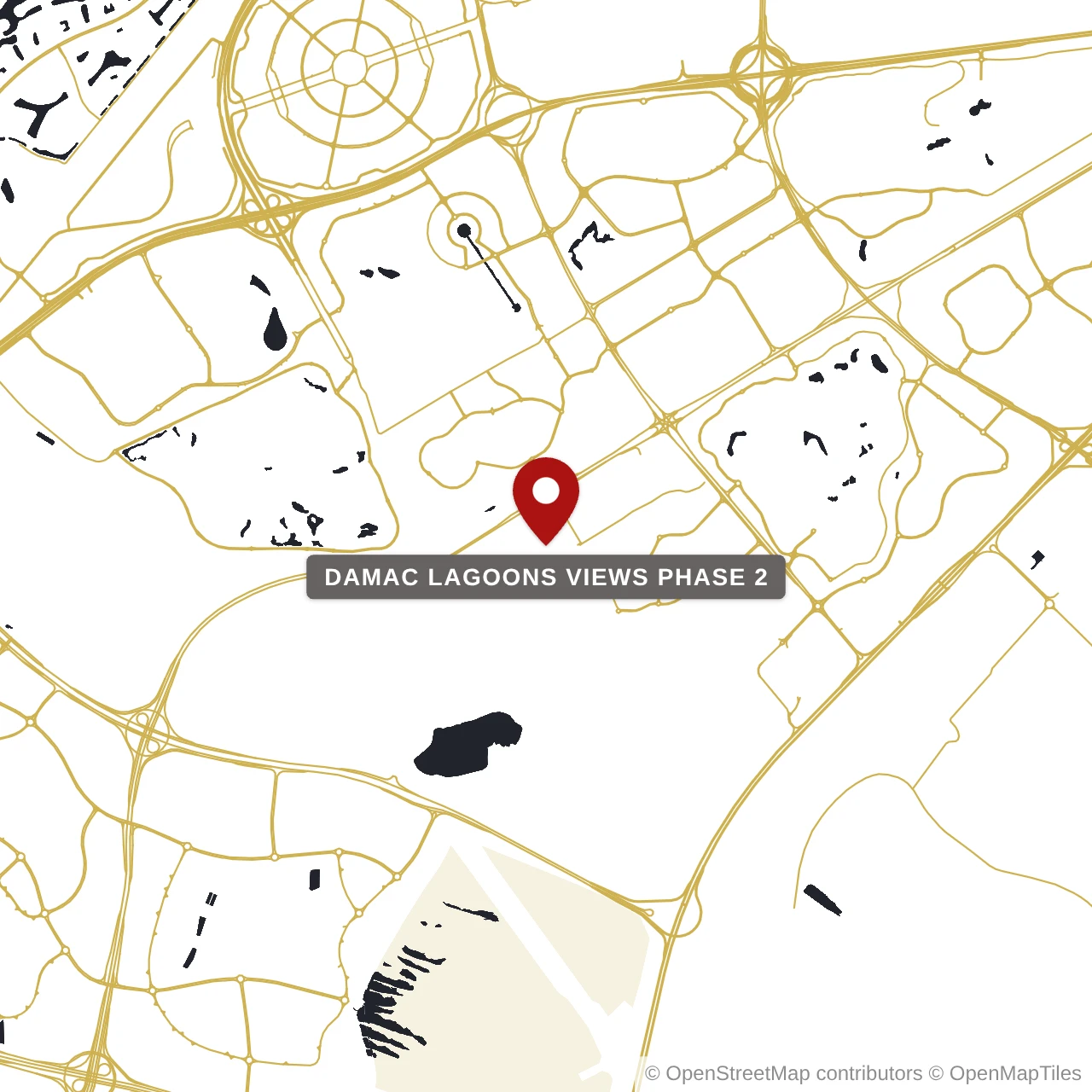 Расположение Damac Lagoons Views Phase 2 на карте: Дамак Лагунс, Dubai