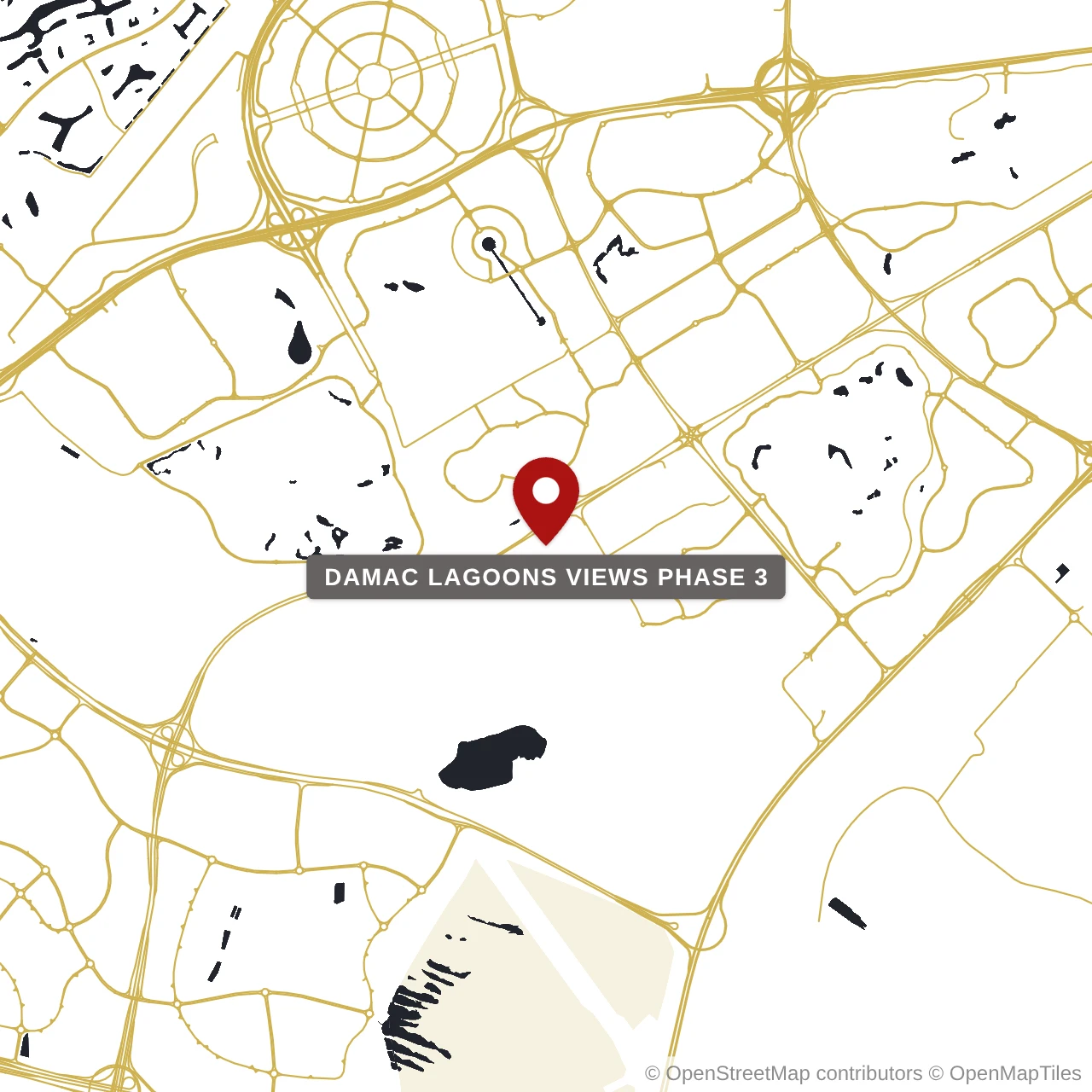 Расположение Damac Lagoons Views Phase 3 на карте: Дамак Лагунс, Dubai