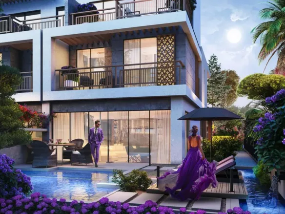 Damac Violet — терраса с бассейном