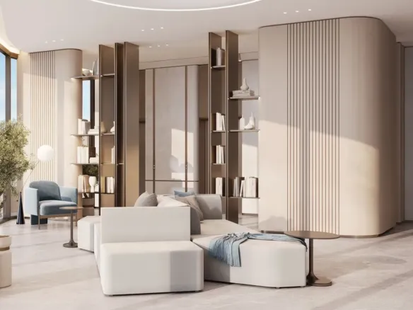 Flora Isle Beachfront Residences — интерьер гостиной