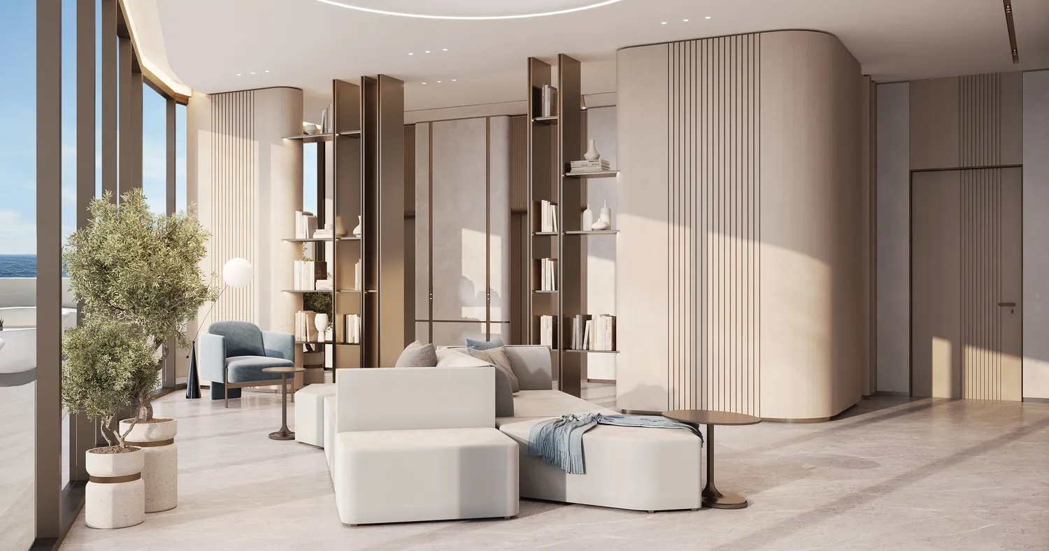 Flora Isle Beachfront Residences — интерьер гостиной