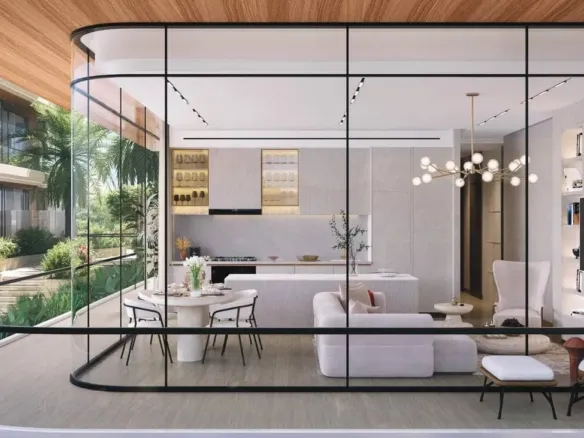Gate Eleven by Amwaj Development — кухня-гостиная