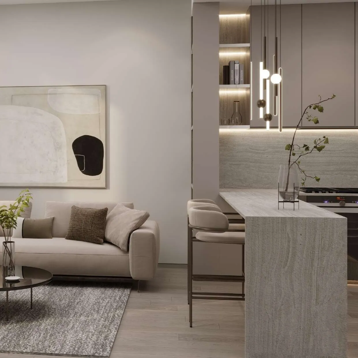 Gharbi 2 Residences — кухня-гостиная