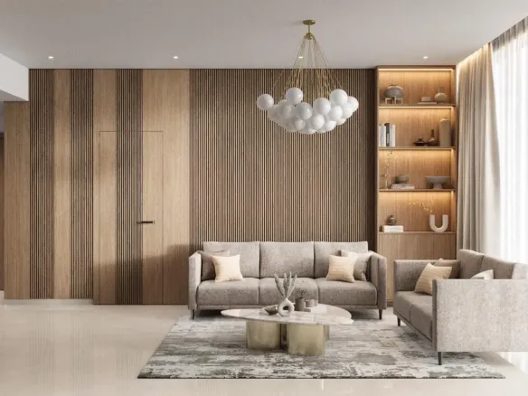 Golden Wood Views V — интерьер гостиной, фото 6