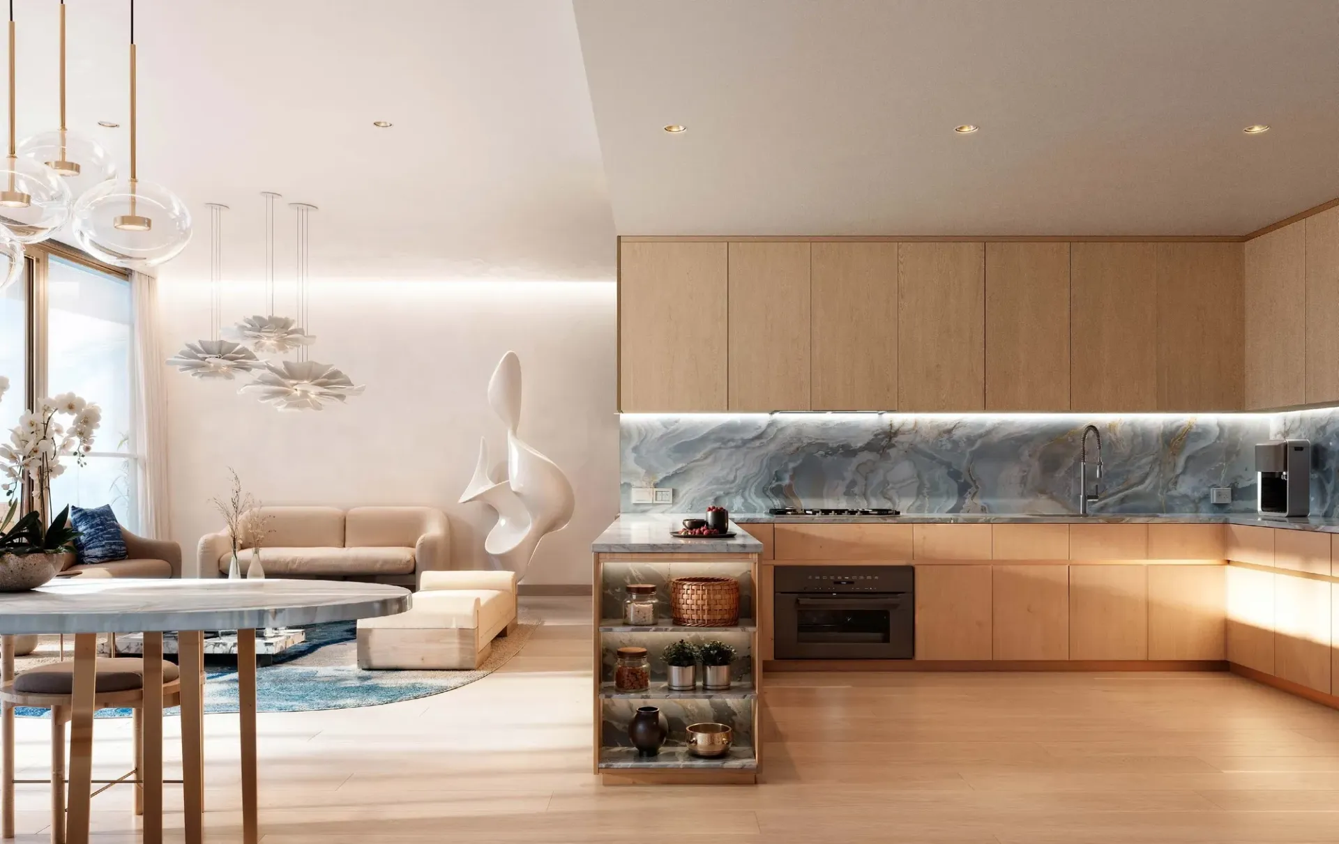 Isla Private Residences — кухня-гостиная