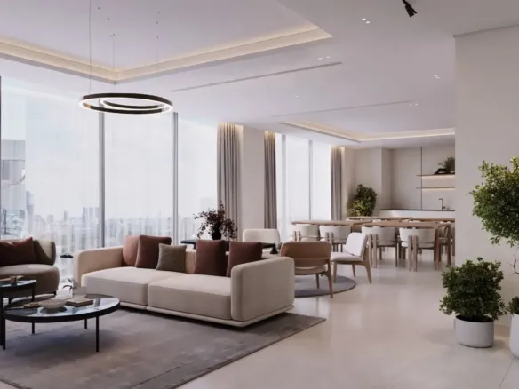 Jaddaf Beach Oasis — интерьер гостиной