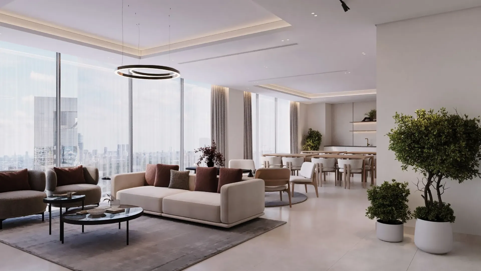 Jaddaf Beach Oasis — интерьер гостиной