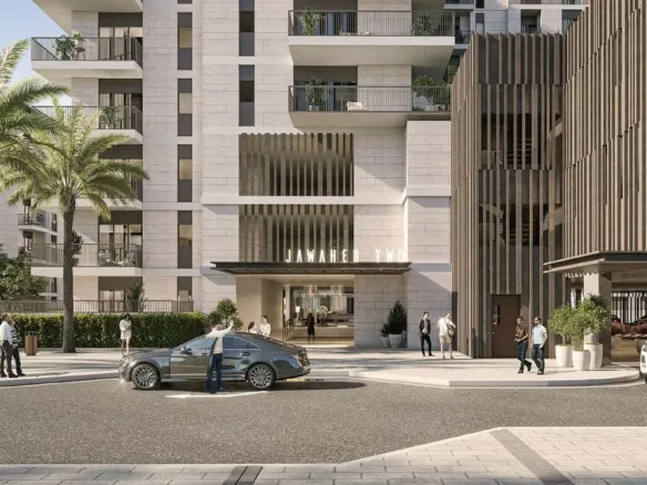 Jawaher Residences Maryam Island — вход в здание