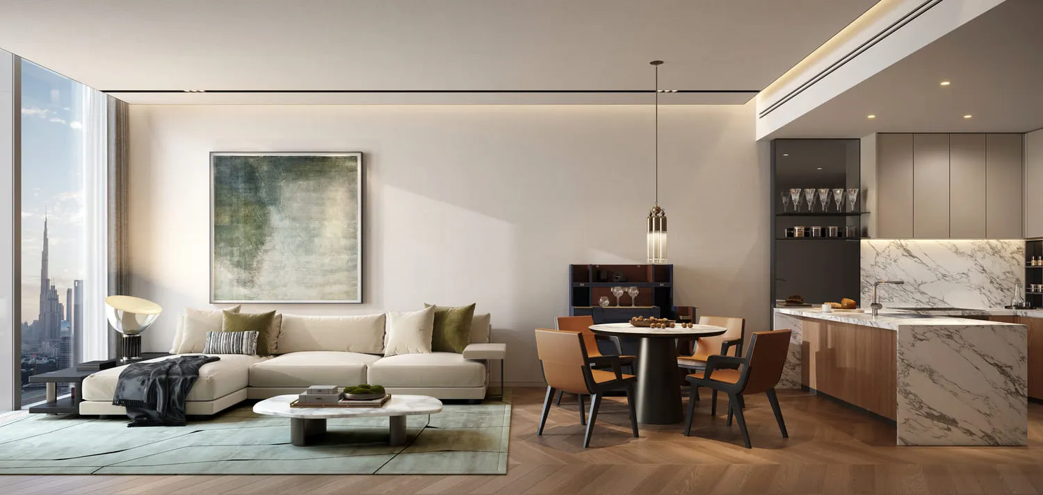 Jumeirah Residences Emirates Towers — интерьер гостиной