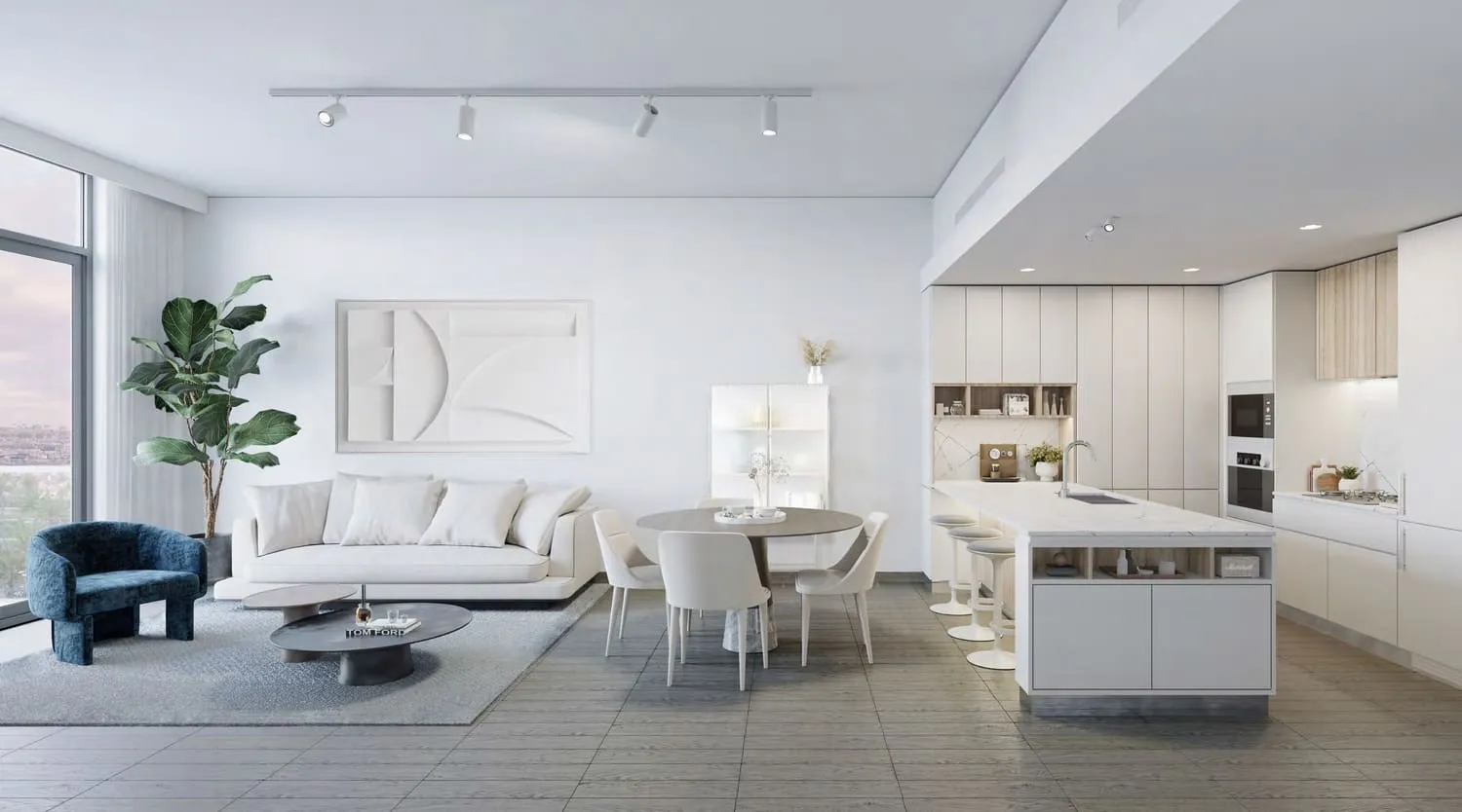 Kensington Waters — кухня-гостиная, фото 6