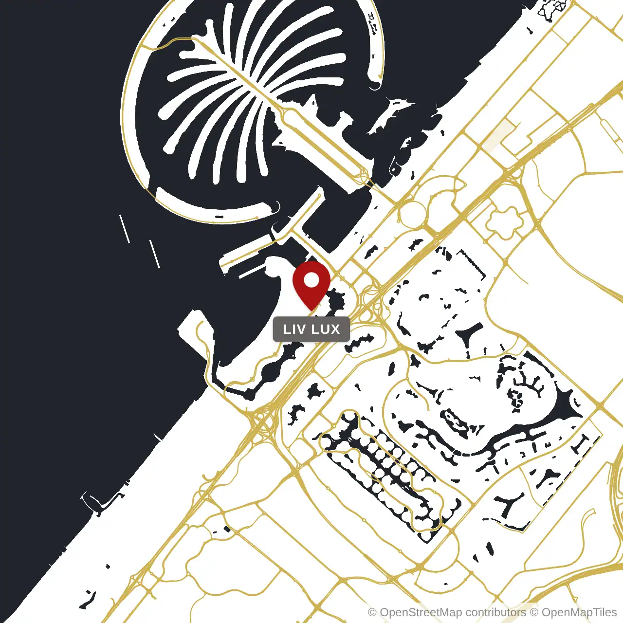 Расположение LIV Lux на карте: Джумейра Бич Резиденс (JBR), Dubai