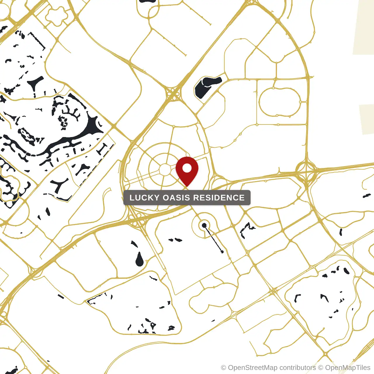 Расположение Lucky Oasis Residence на карте: JVC (Джумейра Вилладж Серкл), Dubai