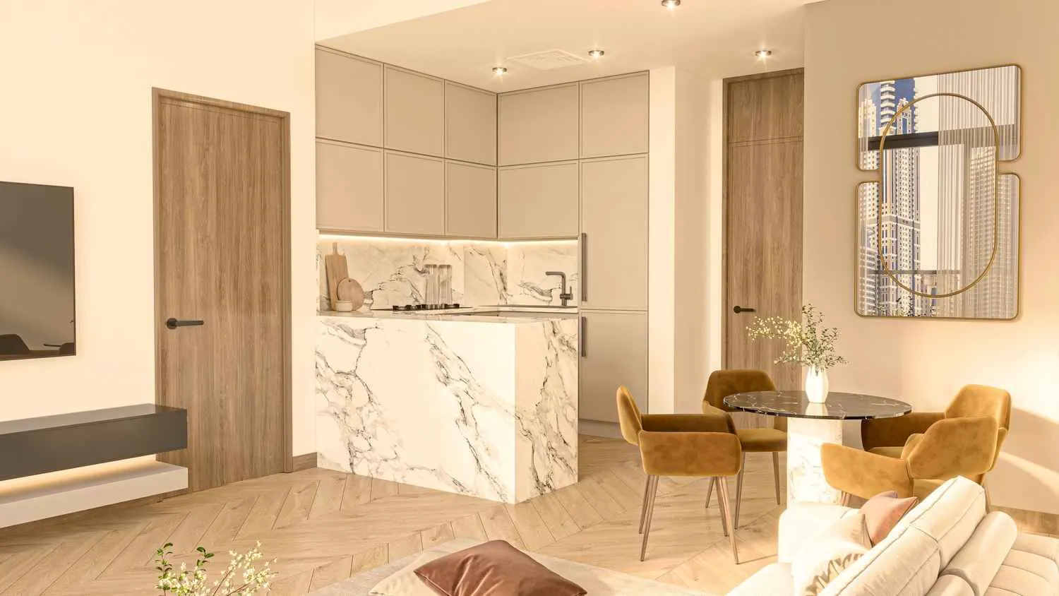 Maas Azurline Residences — кухня-гостиная