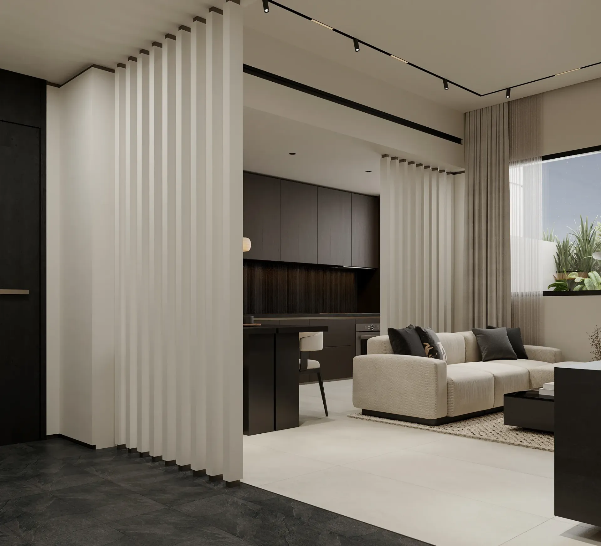 Marea Residences — кухня-гостиная