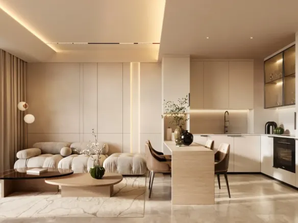 Oasis Residences — кухня-гостиная