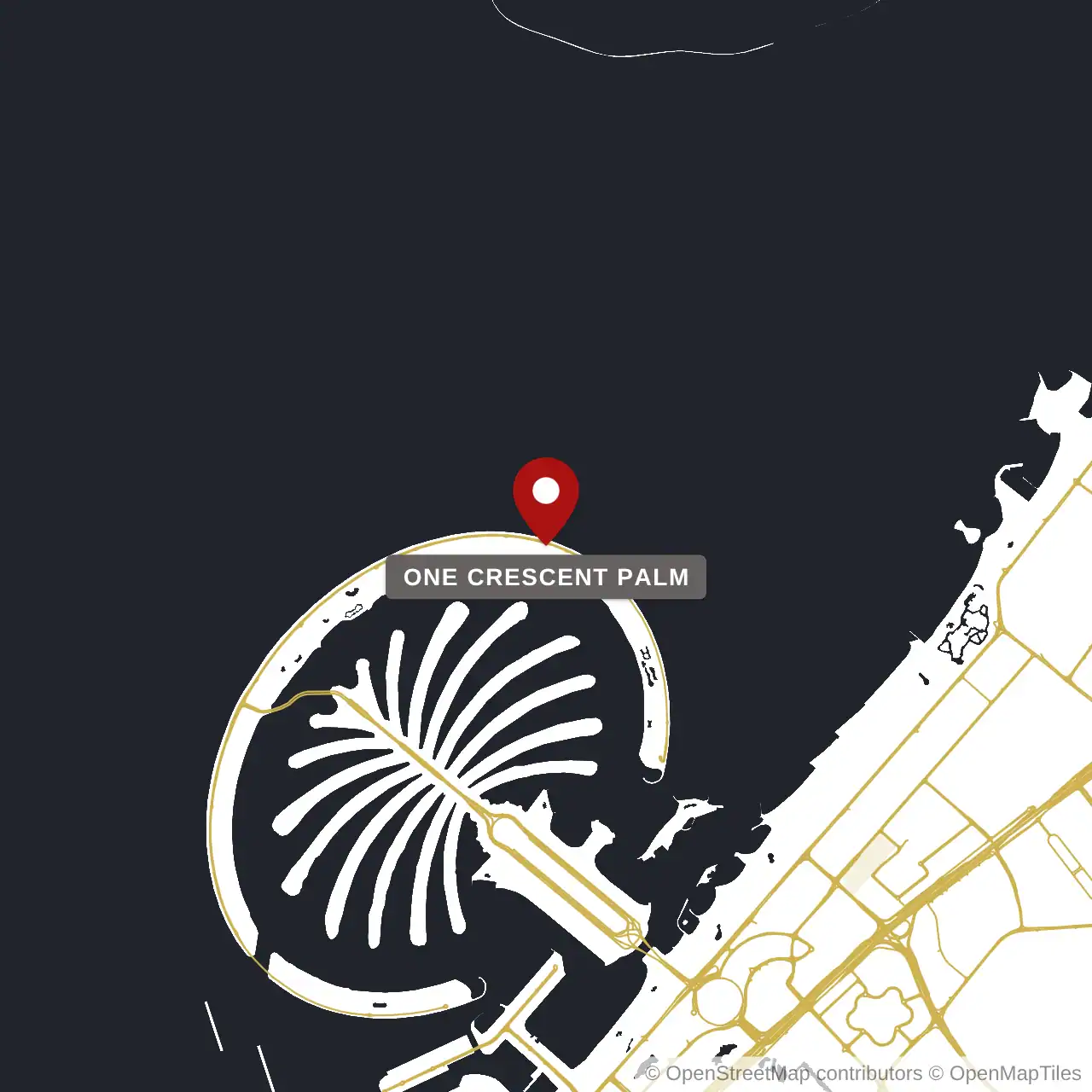 Расположение One Crescent Palm на карте: Пальма Джумейра, Dubai
