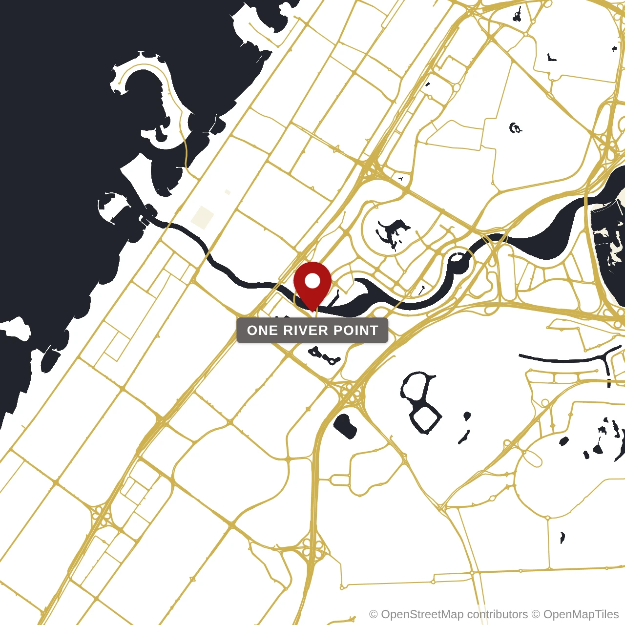 Расположение One River Point на карте: Бизнес Бей, Dubai