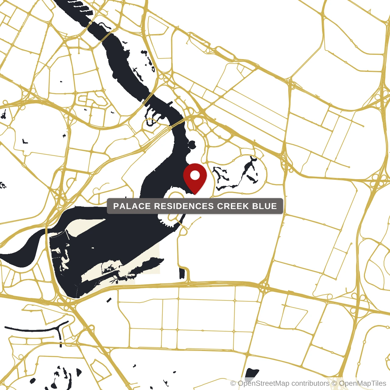 Расположение Palace Residences Creek Blue на карте: Дубай Крик Харбор, Dubai