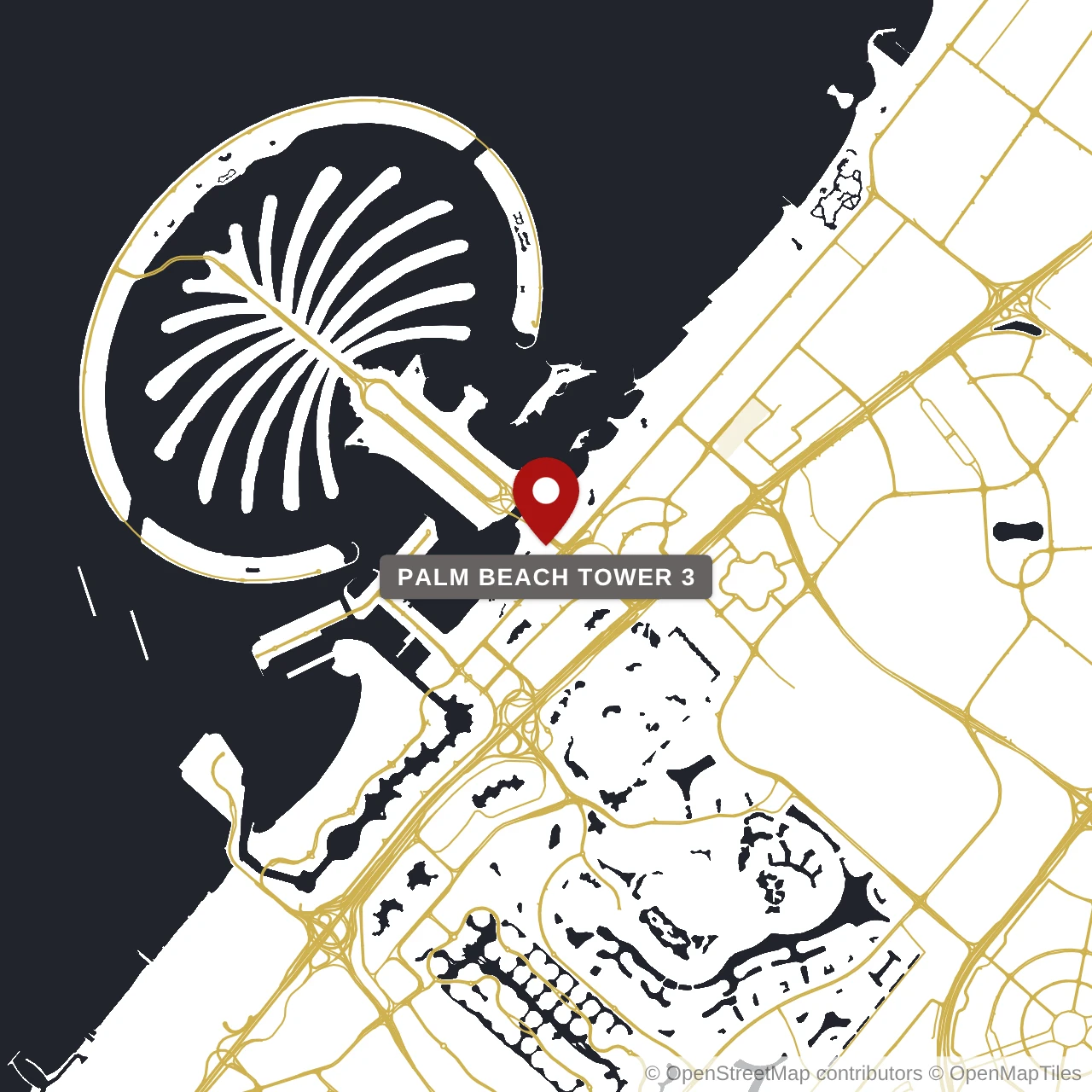 Расположение Palm Beach Tower 3 на карте: Пальма Джумейра, Dubai