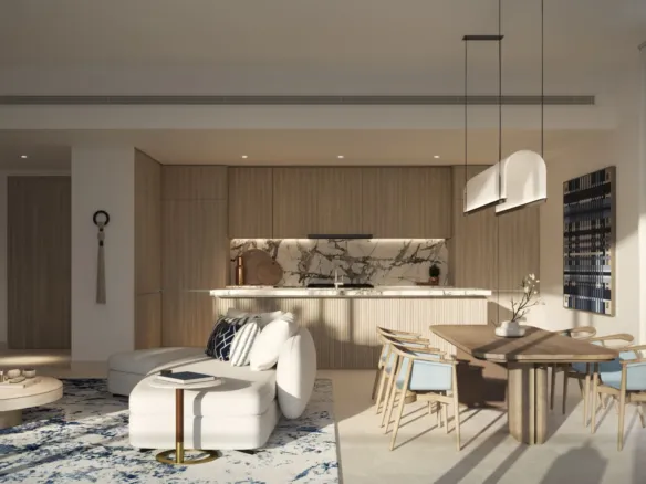 Palm Central Private Residences Phase 2 — кухня-гостиная