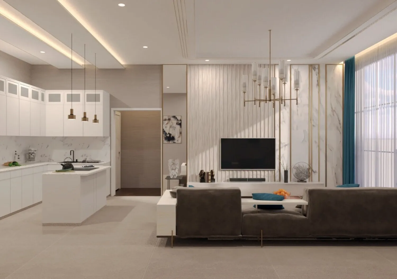 Park Beach Residence II — кухня-гостиная